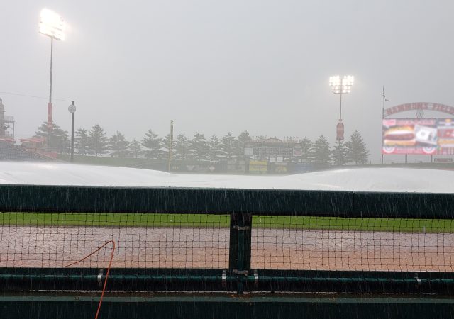 baseball field in the rain