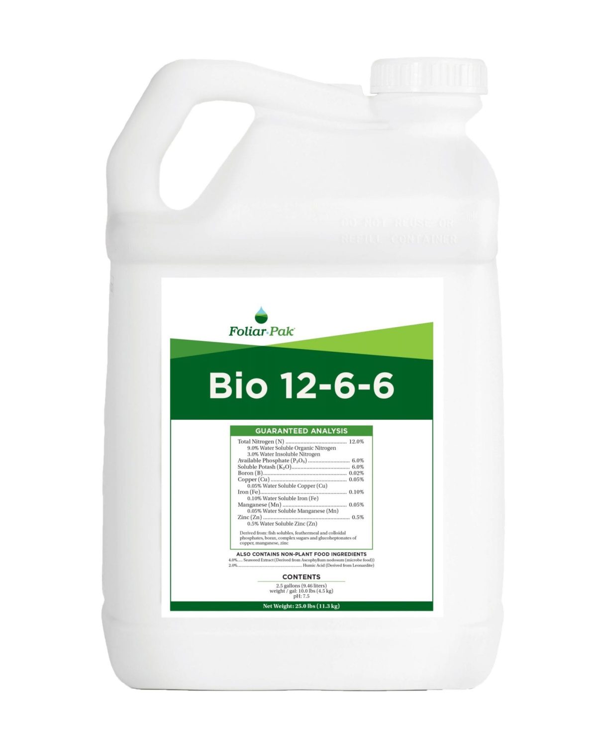 bottle of Foliar-Pak Bio 12-6-6