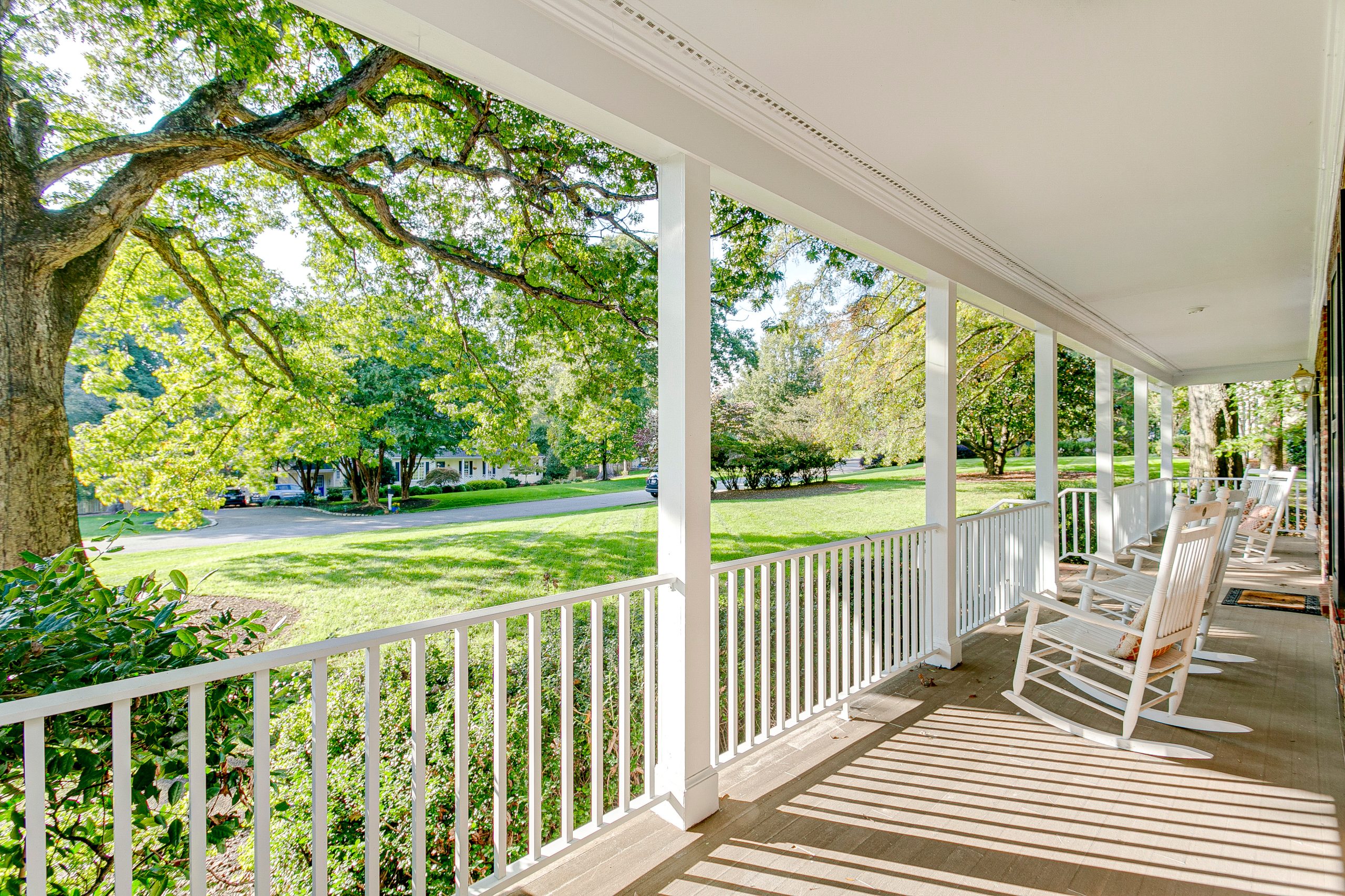 Southern country living covered front porch summer spring day