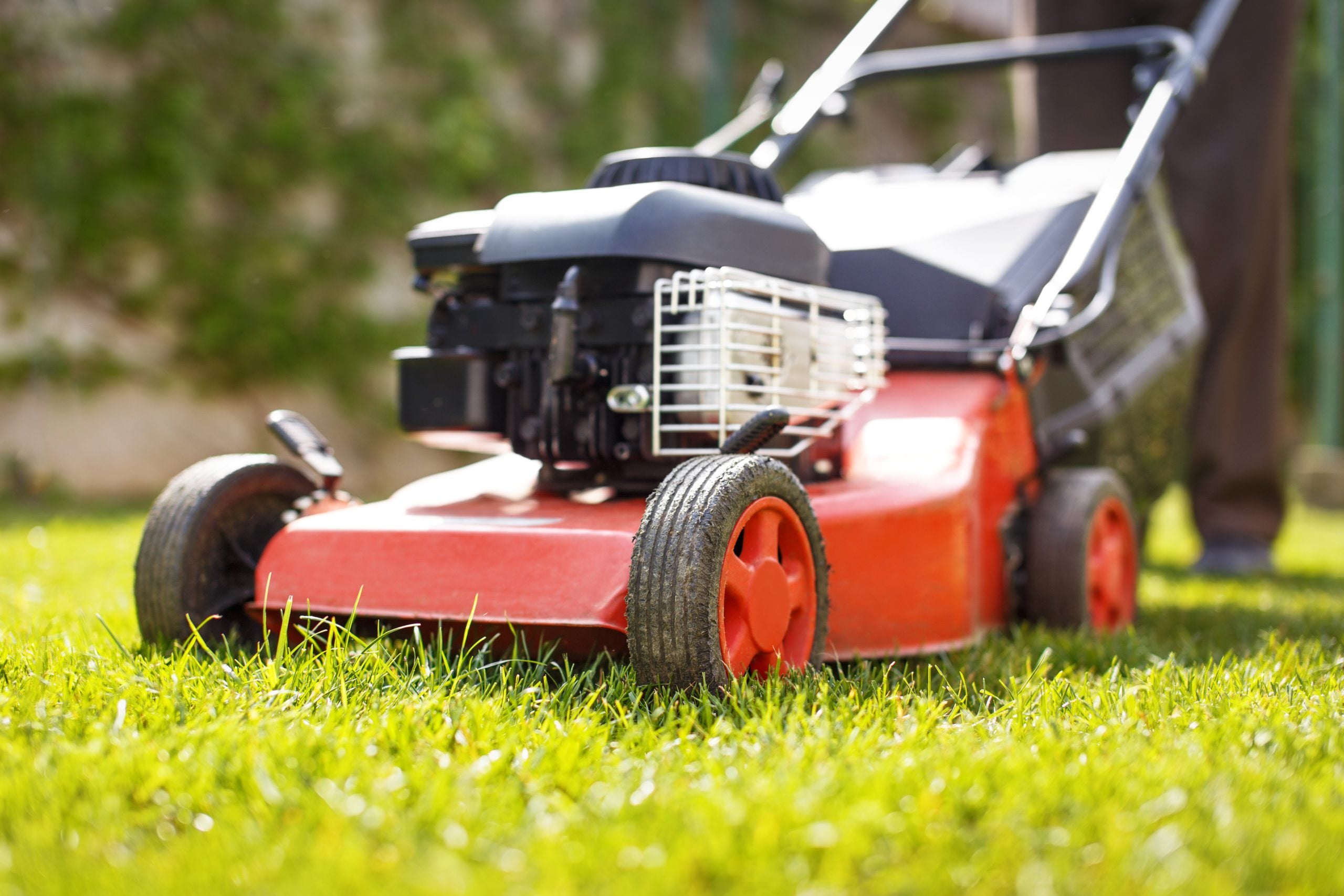 Man with lawnmower