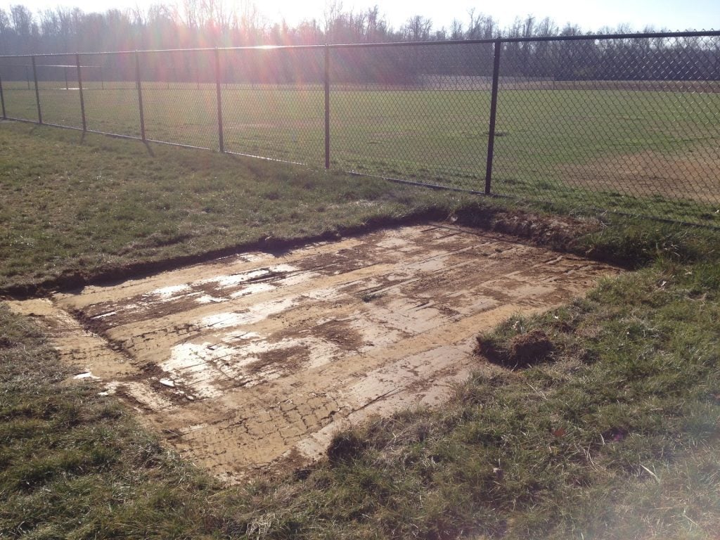 rectangle where sod has been removed