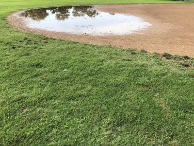puddle of water on a golf course