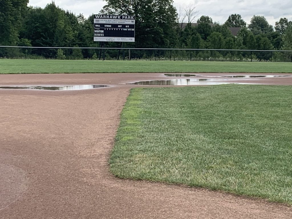 Standing water on infield skin