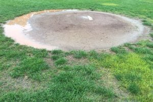 close-up of mound with puddles