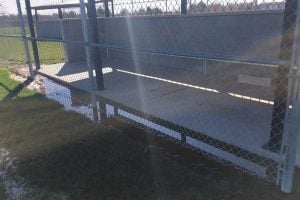 close-up of the dugout