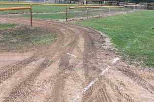 close-up of infield drag
