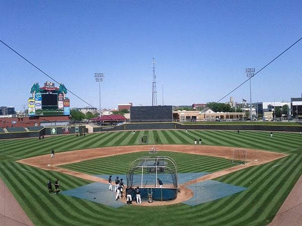 aerial view of baseball field
