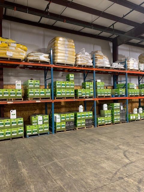 close-up of warehouse shelfs