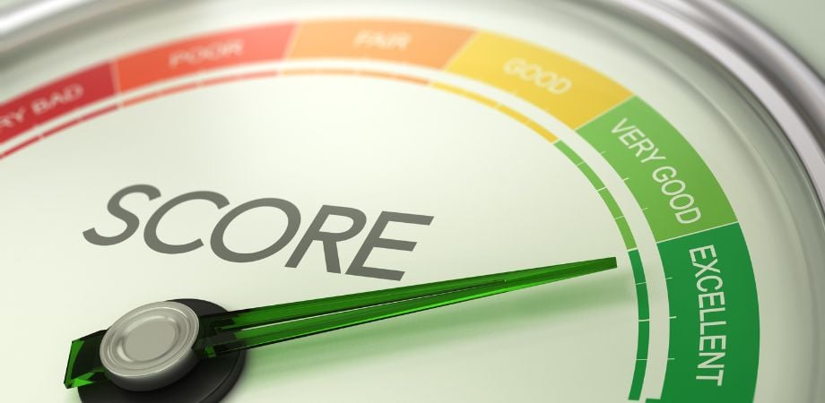 credit score chart with dial