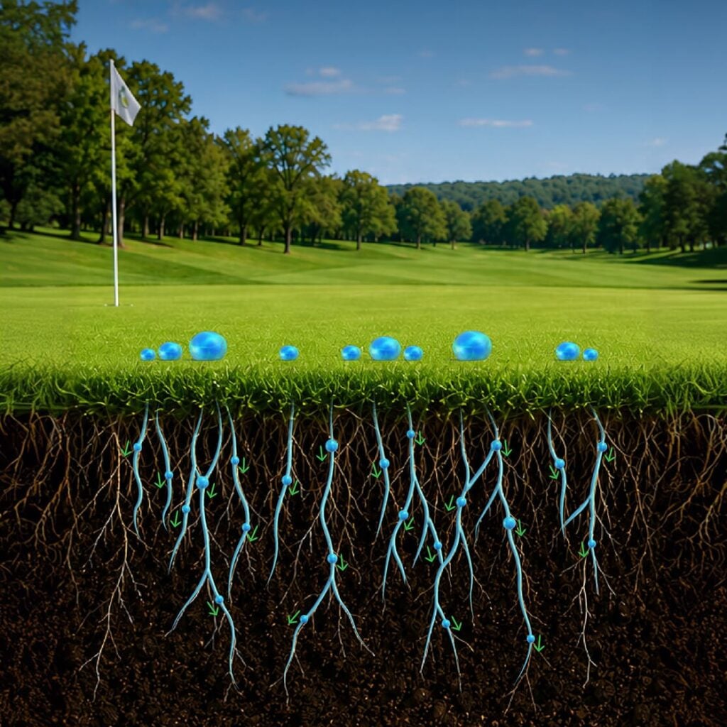 Golf course green with healthy, uniform turfgrass